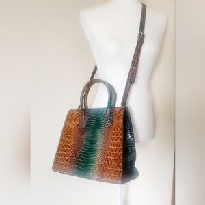 Ombre Fade Crossbody Bag Faux Crocodile Texture with Wallet & Small Clutch